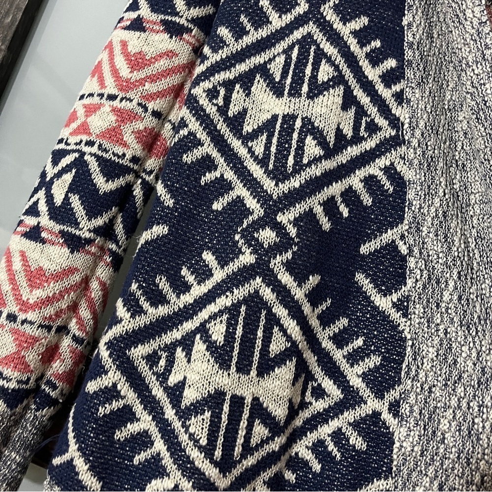 Hippie Rose Aztec Southwestern Long Line Open Front Cardigan Women's Medium - Picture 3 of 5
